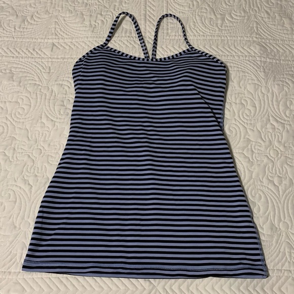 Lululemon size 6 Power Y tank top striped black purple - Picture 2 of 7